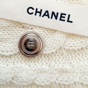 Vintage Chanel Silver Tone CC Button